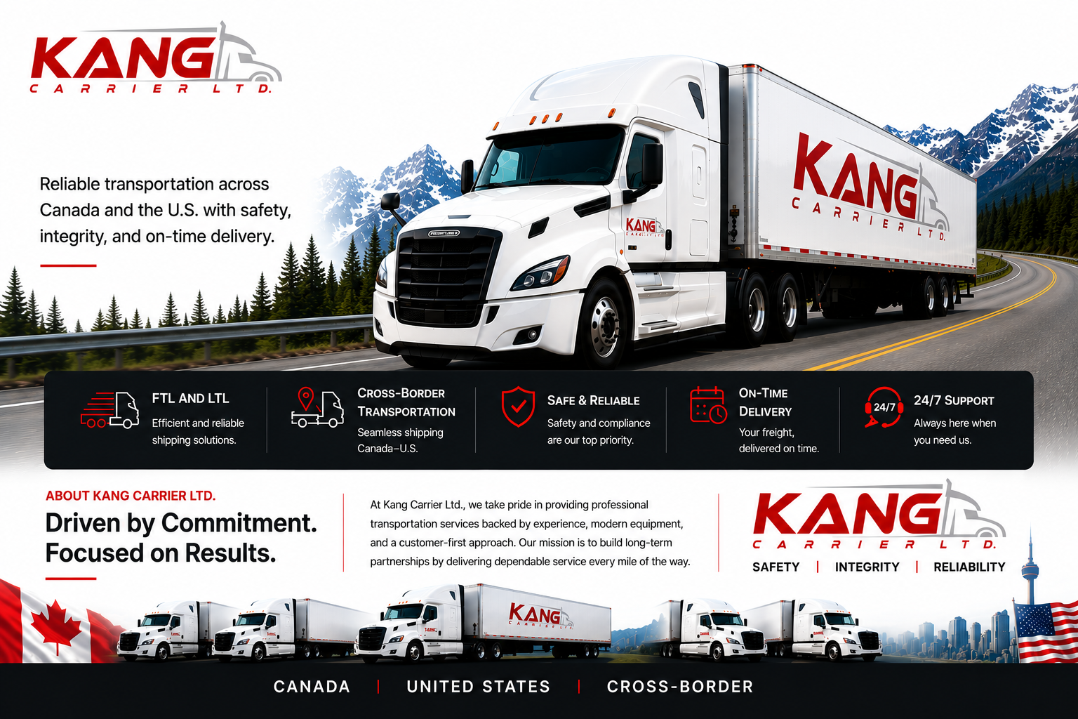 Kang Carrier Ltd. transportation across Canada and the United States